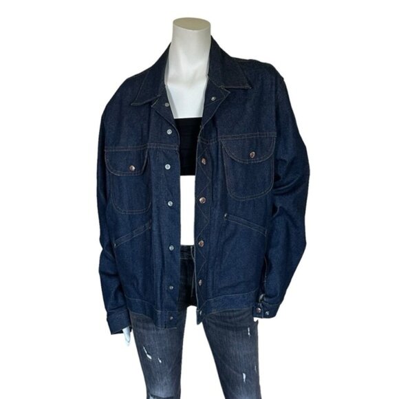 Vintage Trucker BIG B Denim Jean Jacket Chore Oversized Union Made in Canada - Picture 1 of 12